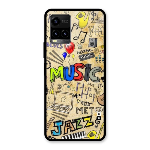 Music Pattern Glass Back Case for Vivo Y21A