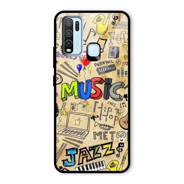 Music Pattern Glass Back Case for Vivo Y30