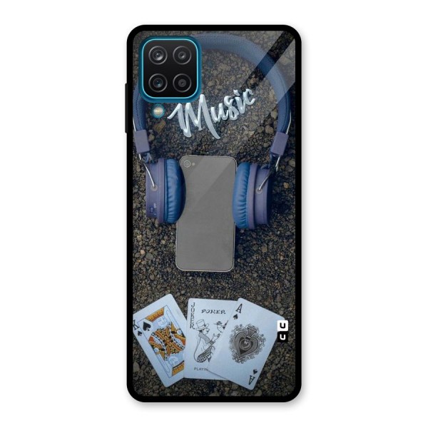 Music Power Cards Glass Back Case for Galaxy A12