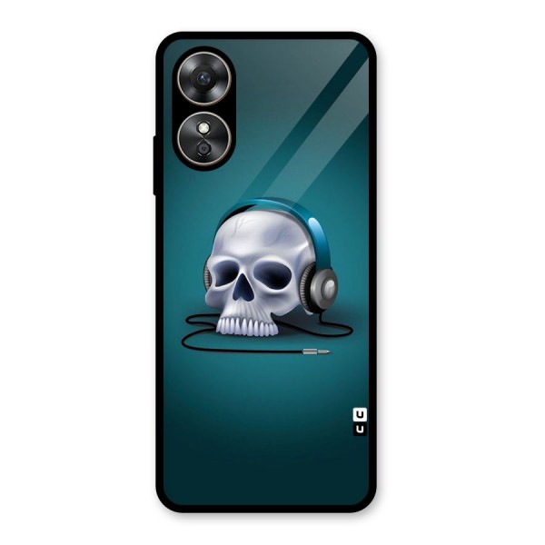 Music Skull Glass Back Case for Oppo A17