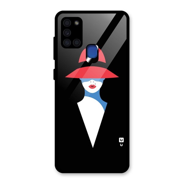 Mysterious Woman Illustration Glass Back Case for Galaxy A21s