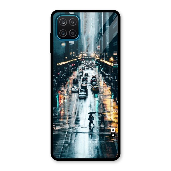 NY Streets Rainy Glass Back Case for Galaxy A12