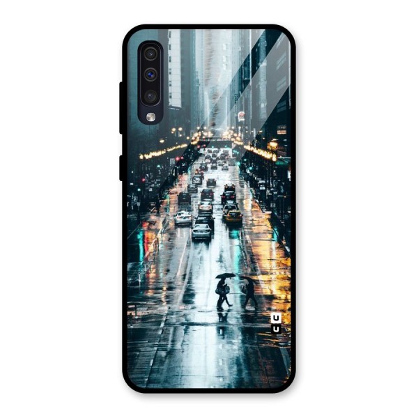 NY Streets Rainy Glass Back Case for Galaxy A50s