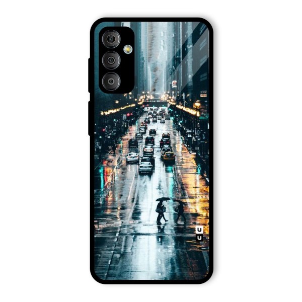 NY Streets Rainy Glass Back Case for Galaxy F23