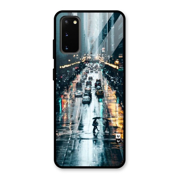 NY Streets Rainy Glass Back Case for Galaxy S20