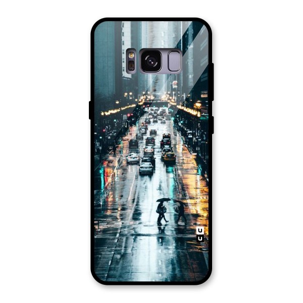 NY Streets Rainy Glass Back Case for Galaxy S8