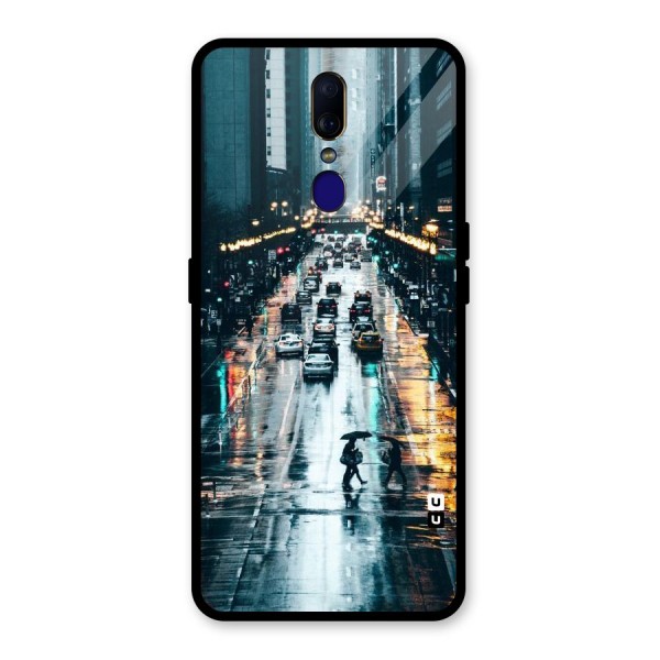 NY Streets Rainy Glass Back Case for Oppo F11