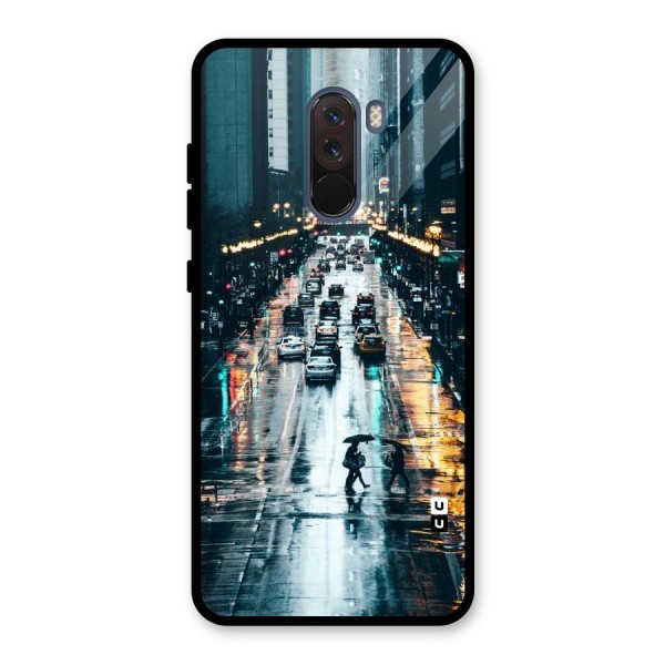 NY Streets Rainy Glass Back Case for Poco F1