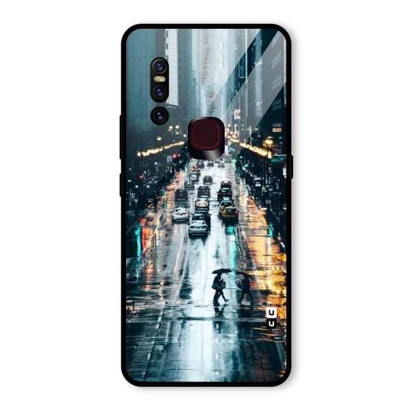 NY Streets Rainy Glass Back Case for Vivo V15