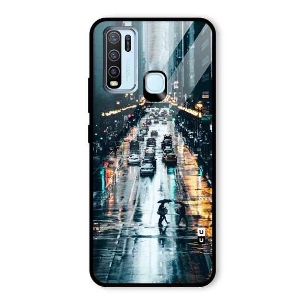 NY Streets Rainy Glass Back Case for Vivo Y30