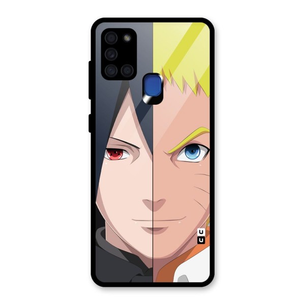 Naruto and Sasuke Glass Back Case for Galaxy A21s