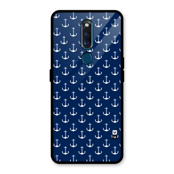 Nautical Pattern Glass Back Case for Oppo F11 Pro