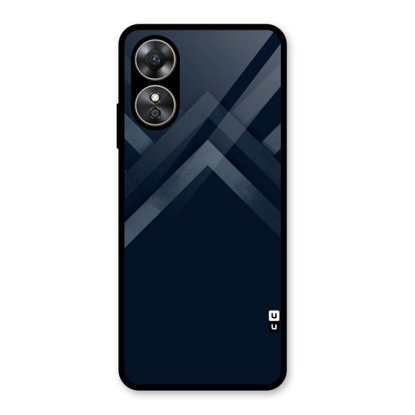 Navy Blue Arrow Glass Back Case for Oppo A17