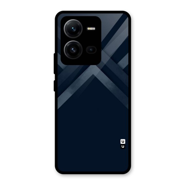 Navy Blue Arrow Glass Back Case for Vivo V25