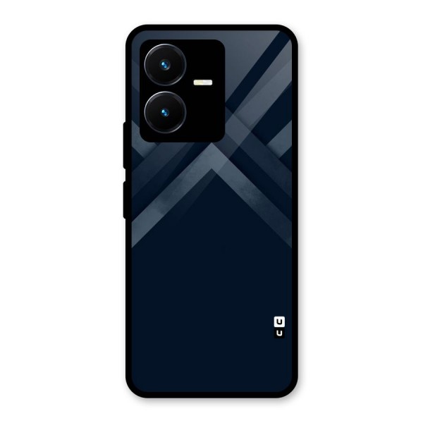 Navy Blue Arrow Glass Back Case for Vivo Y22