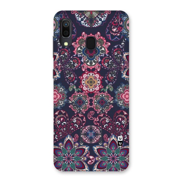 Navy Blue Bloom Pattern Back Case for Galaxy A20