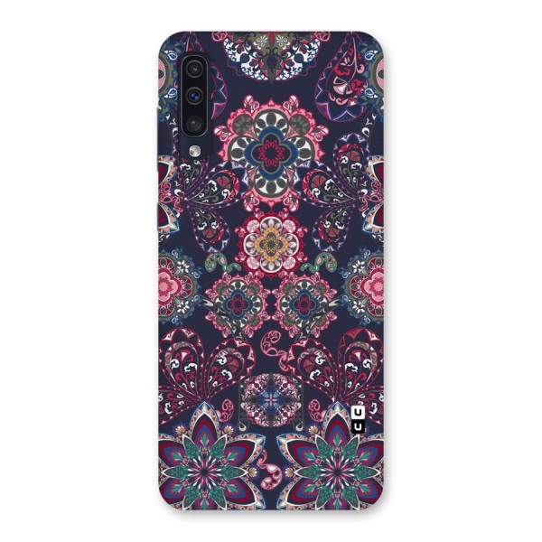 Navy Blue Bloom Pattern Back Case for Galaxy A50