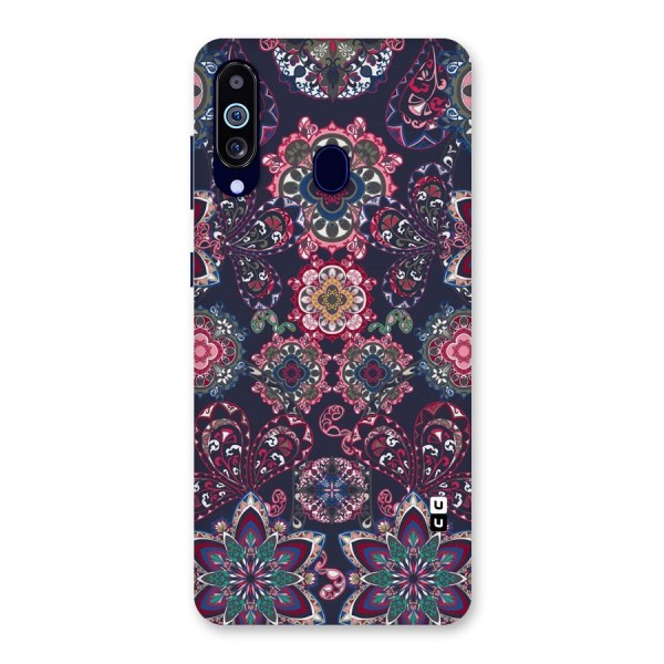 Navy Blue Bloom Pattern Back Case for Galaxy A60