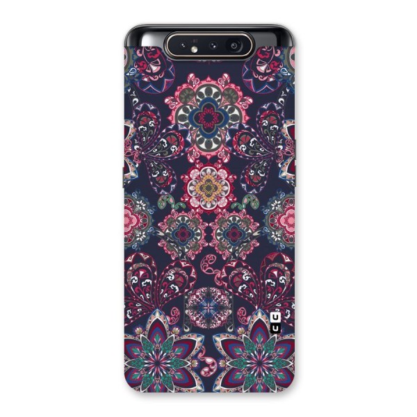 Navy Blue Bloom Pattern Back Case for Galaxy A80