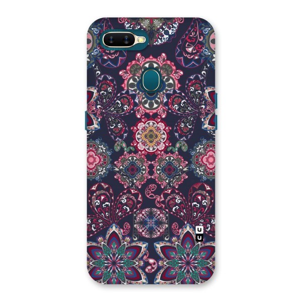 Navy Blue Bloom Pattern Back Case for Oppo A12