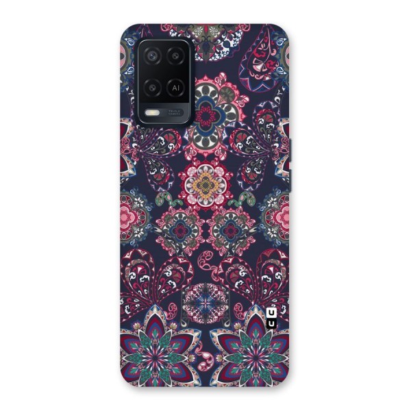 Navy Blue Bloom Pattern Back Case for Oppo A54