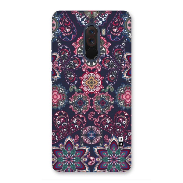 Navy Blue Bloom Pattern Back Case for Poco F1