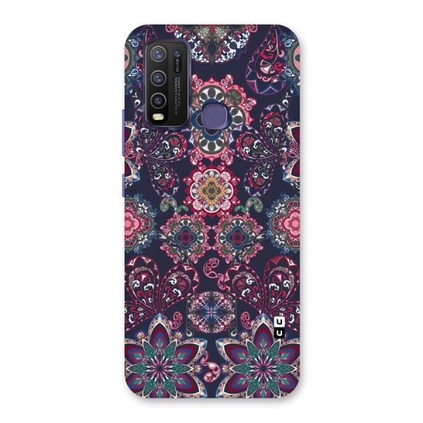 Navy Blue Bloom Pattern Back Case for Vivo Y30