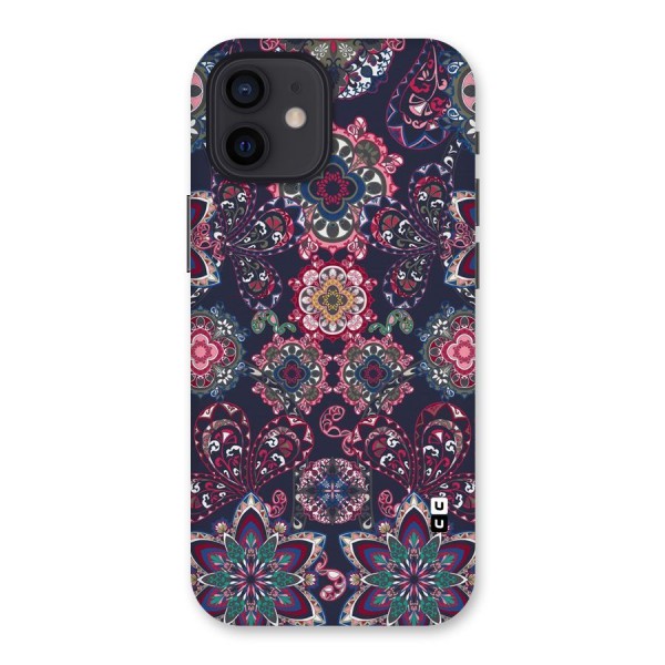 Navy Blue Bloom Pattern Back Case for iPhone 12