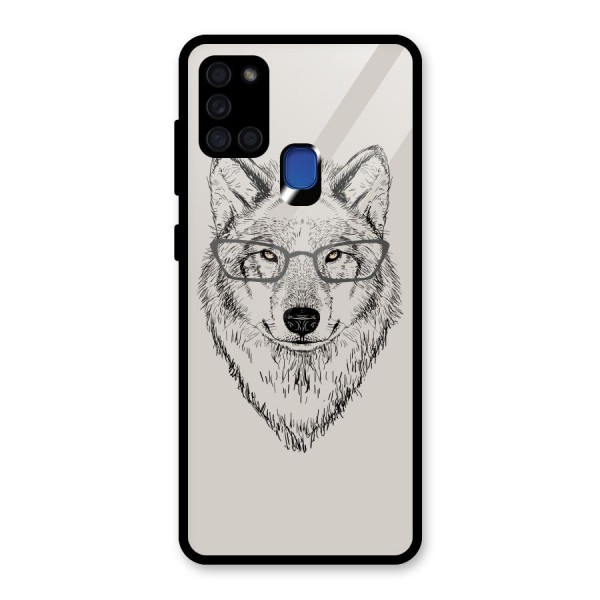 Nerdy Wolf Glass Back Case for Galaxy A21s