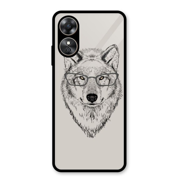 Nerdy Wolf Glass Back Case for Oppo A17