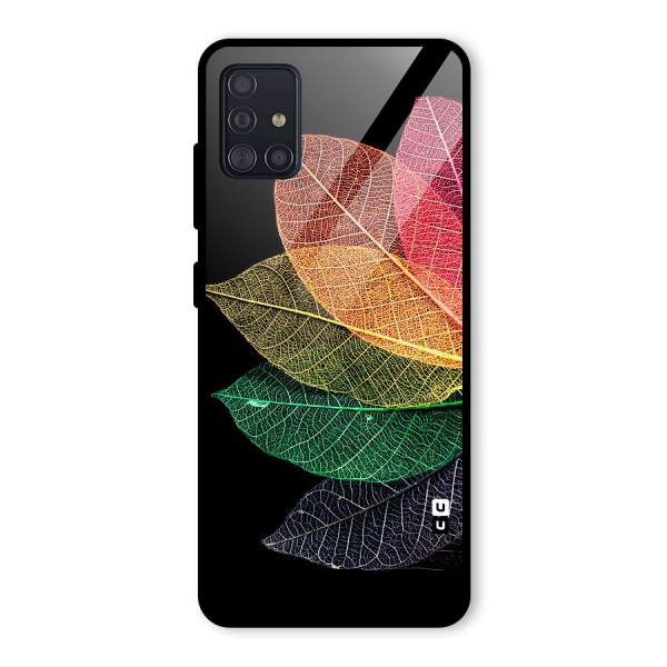 Net Leaf Color Design Glass Back Case for Galaxy A51