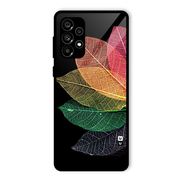 Net Leaf Color Design Glass Back Case for Galaxy A73 5G
