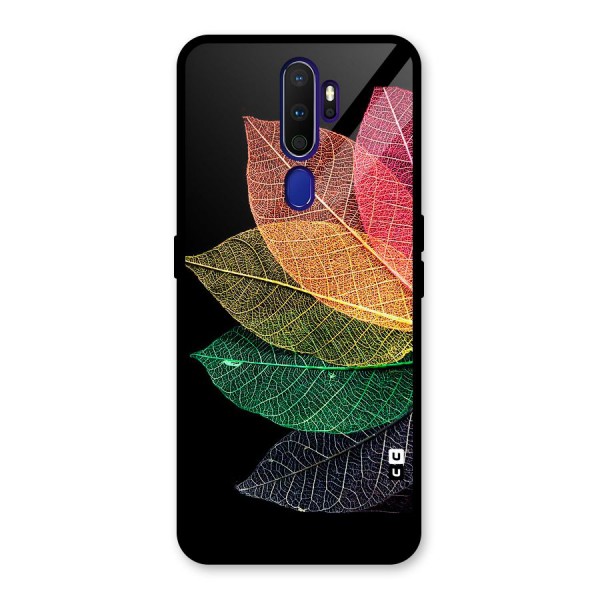 Net Leaf Color Design Glass Back Case for Oppo A9 (2020)