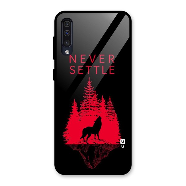 Never Settle Wolf Glass Back Case for Galaxy A50s