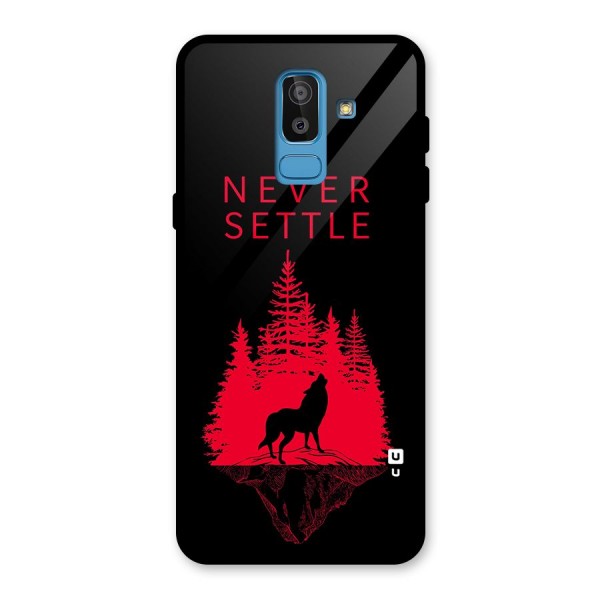 Never Settle Wolf Glass Back Case for Galaxy J8