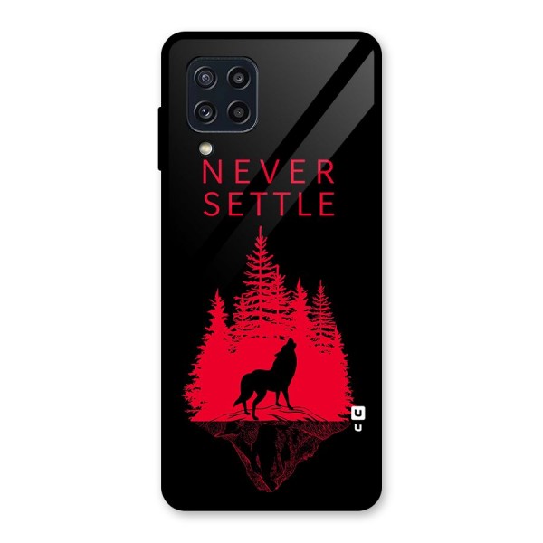 Never Settle Wolf Glass Back Case for Galaxy M32