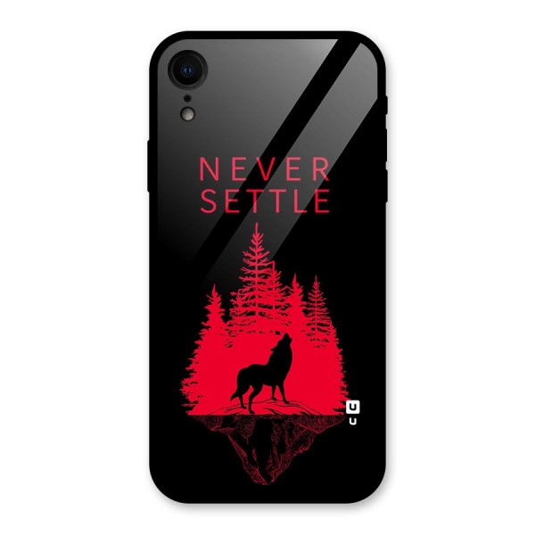 Never Settle Wolf Glass Back Case for XR