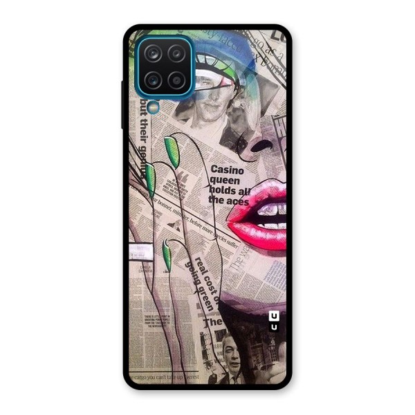 Newspaper Girl Art Glass Back Case for Galaxy A12