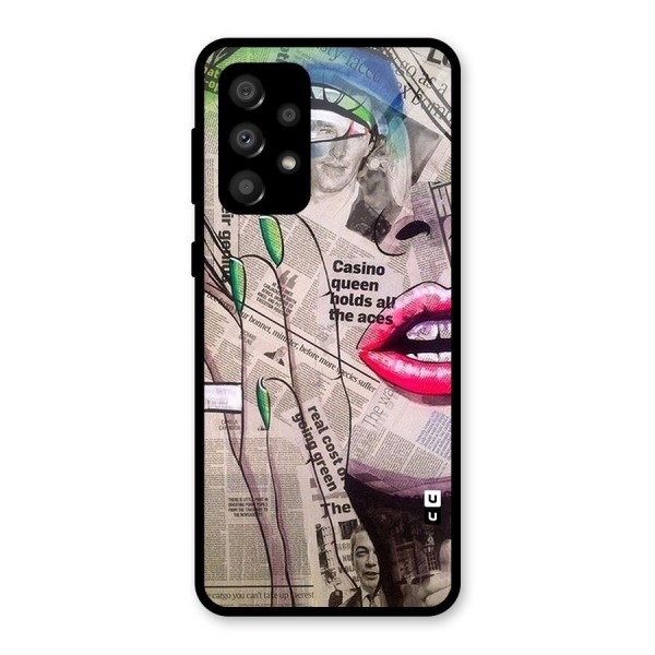 Newspaper Girl Art Glass Back Case for Galaxy A32