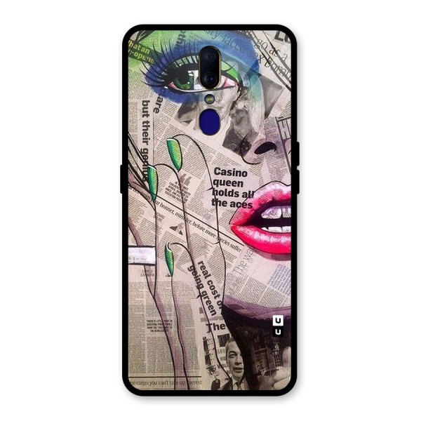 Newspaper Girl Art Glass Back Case for Oppo F11