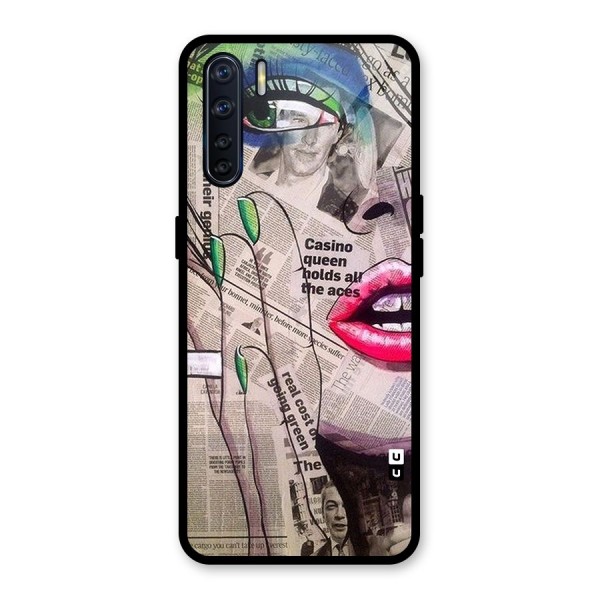 Newspaper Girl Art Glass Back Case for Oppo F15