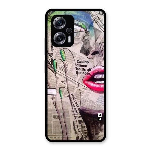 Newspaper Girl Art Glass Back Case for Redmi K50i