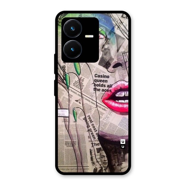 Newspaper Girl Art Glass Back Case for Vivo Y22