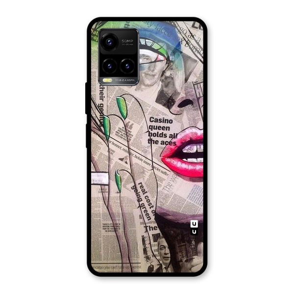 Newspaper Girl Art Glass Back Case for Vivo Y33s