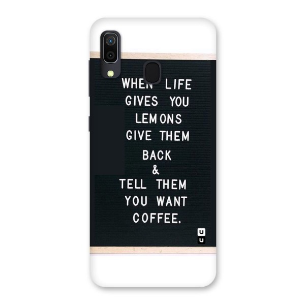 No Lemon Only Coffee Back Case for Galaxy A20