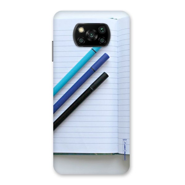 Notebook And Pens Back Case for Poco X3