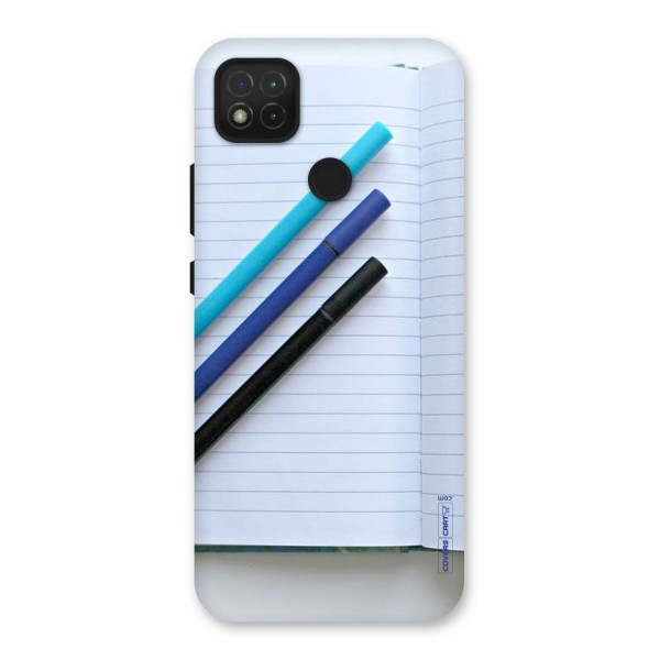 Notebook And Pens Back Case for Redmi 9