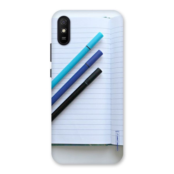 Notebook And Pens Back Case for Redmi 9i