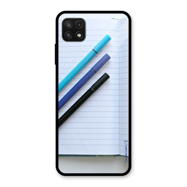 Notebook And Pens Glass Back Case for Galaxy A22 5G
