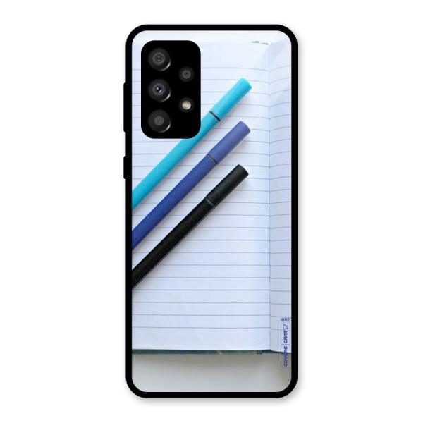 Notebook And Pens Glass Back Case for Galaxy A32